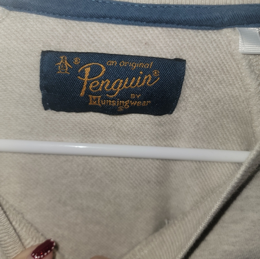 Mens Sz M Original Penguin Beige Athletic Sweatshirt - Picture 2 of 9